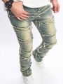 Men Washed Frayed Skinny Jeans