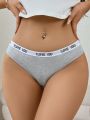 3pcs Letter Tape Waist Panty