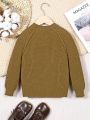 SHEIN Kids Academe Boys' Teddy Bear Pattern Raglan Sleeve Sweater (toddler/little Kid)