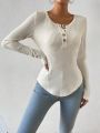 SHEIN Frenchy Solid Color Long Sleeve T-shirt