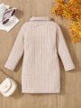 1pc Baby Girl Solid Color Long Sleeve Dress