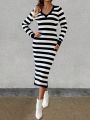 Striped Knitted Sweater Dress