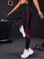 Contrast Mesh Insert Sports Leggings