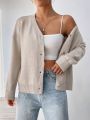 Drop Shoulder Lazy Cardigan With Open Front