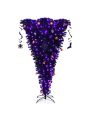 Costway 7ft Upside Down Christmas Halloween Tree Black w/400 Purple LED Lights