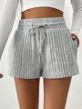 Women'S Drawstring Waist Ribbed Shorts