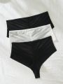 3pcs Contrast Mesh Panty