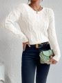 SHEIN LUNE Cable Knit Drop Shoulder Sweater