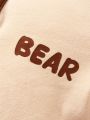 Cozy Cub Baby Boy Letter Graphic Hooded Bodysuit & Bear Print Sweatpants