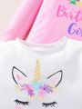 Little Girls' Casual Cute Printed Long Sleeve T-shirt, Spring And Autumn