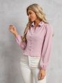 SHEIN Frenchy Women'S Solid Color Puff Sleeve Shirt