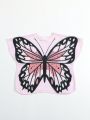 Young Girls Butterfly Print Loose Cover Up