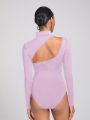 NEW FEMME Turtle Neck Longsleeve Bodysuit With Cut Out