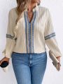 SHEIN LUNE Plus Size Lantern Sleeve Shirt For Women