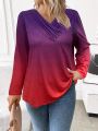 Plus Size Women's Ombre Long Sleeve T-shirt