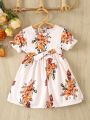 Baby Girls' Floral Printed Belted Dress