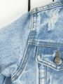 Young Girl 1pc Flap Detail Raw Hem Denim Jacket