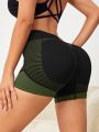 Yoga Future Striped Print Wideband Waist Sports Shorts