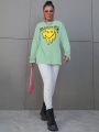 SHEIN SXY Cartoon Printed Casual Long Sleeve T-shirt