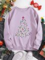 Plus Size Printed Round Neck Pullover Sweatshirt