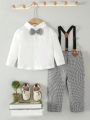 Baby Boys' Academy Bow Tie Shirt And Plaid Suspenders Pants Set