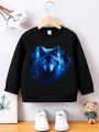 Little Boys' Wolf Pattern Printed Fleece Hoodie