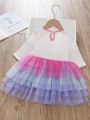 Baby Girls' Mermaid Printed Multi-layer Tulle Puff Dress