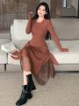 DAZY Women's Slim Fit Irregular Hem Sweater Dress