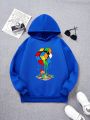 Boys' Casual Printed Long Sleeve Hooded Sweatshirt Suitable For Autumn And Winter