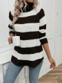 SHEIN LUNE Leisure Women's Color Block Drop Shoulder Sweater