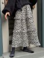 FRIFUL Women's Leopard Print Black & White Long Skirt