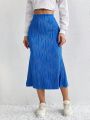 SHEIN Essnce Women'S Blue Textured Skirt