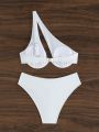 SHEIN Swim BAE Women'S One Shoulder Hollow Out Bikini Swimsuit Set