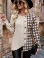 Women'S Casual Plaid Pattern Long Sleeve Blouse