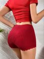 Lace Trim Ribbed Knit Boyshorts