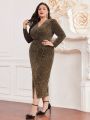 SHEIN Modely Plus Size Leopard Print Wrap Dress