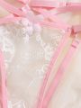 Appliques Underwire Garter Lingerie Set