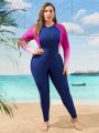 SHEIN Swim SPRTY Plus Size Color Block One Piece Swimsuit