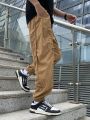 Manfinity Hypemode Men Drawstring Waist Slant Pocket Pants