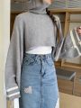 Dazy Star Striped Turtleneck Loose Fit Casual Sweater