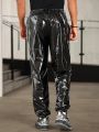 SHEIN Men Chain Detail PU Leather Pants