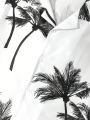 SHEIN Teen Boys Casual Loose Coconut Tree Pattern Short-Sleeved Shirt