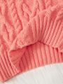 Tween Girl Cable Knit Drop Shoulder Sweater