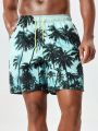 Men's Palm Tree Printed Beach Shorts