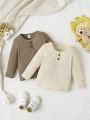 Baby Girl 2pcs Half Button Waffle Knit Tee