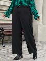 SHEIN Frenchy Plus Size Women's Straight-leg Pants