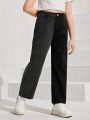 Tween Girls' Street Style Color Block Straight Jeans