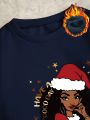 SHEIN Slayr Christmas Printed Loose Fit Long Sleeve Sweatshirt