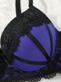 Plus Size Lace Splice Underwire Bra