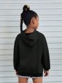 Tween Girl Rhinestone Letter & Butterfly Pattern Hoodie